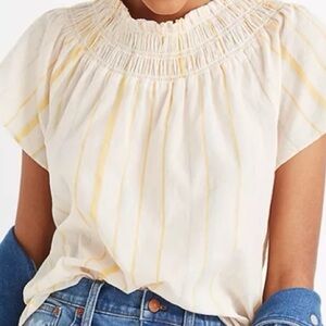 Madewell Cream and Yellow Striped Blouse